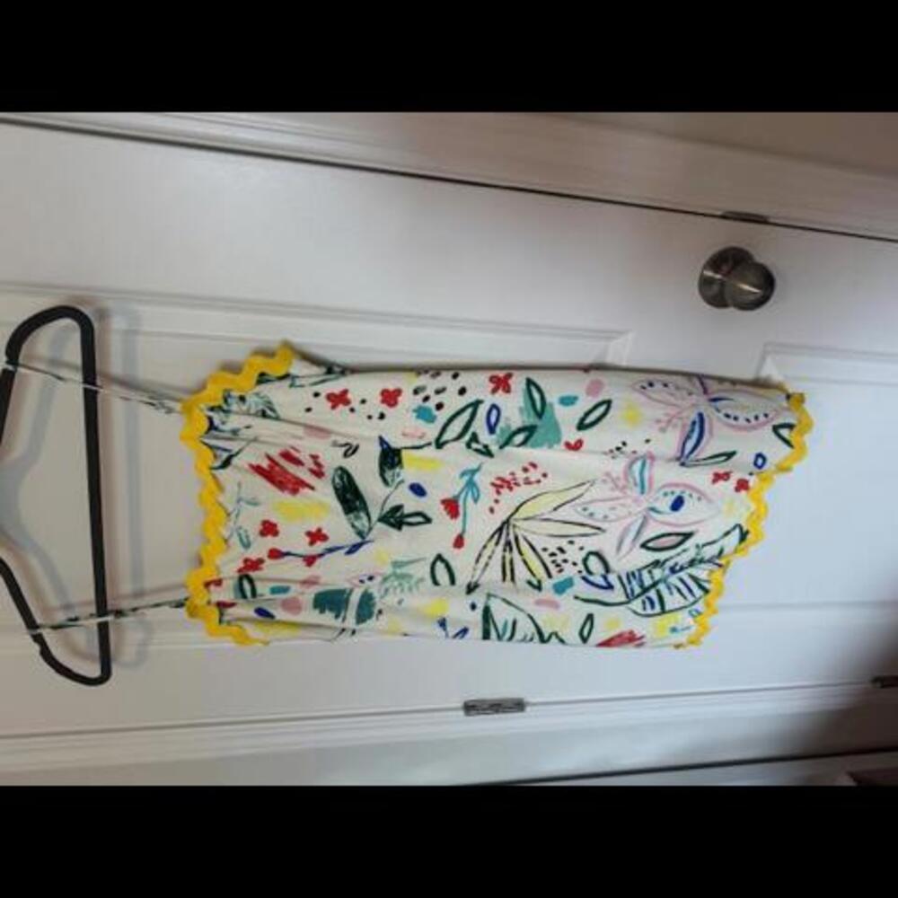 Multi Color Linen Mini Dress - Abstract Print - Picture 2 of 6